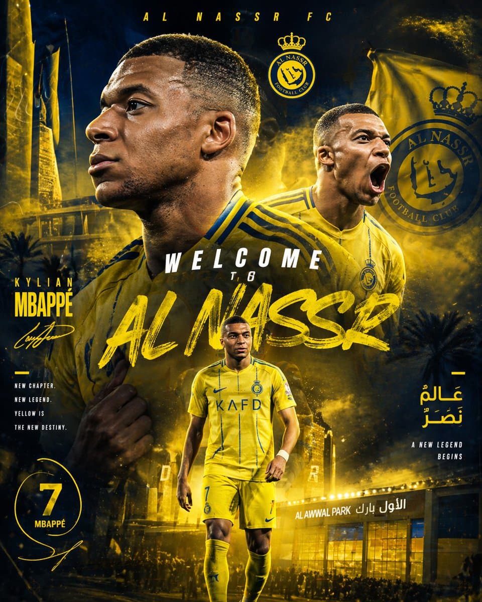Affiche transfert Kylian Mbappé - Al Nassr
